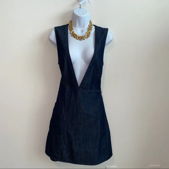 cheap monday denim dress Cheap Monday | Dresses | Cheap Monday Dark Denim Blue Jean Deep V Wrap Skirt  Dress Size Small